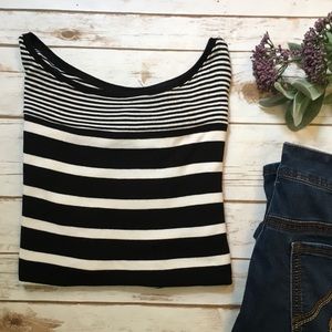 LANE BRYANT 18/20 Black and Cream Stripe Top